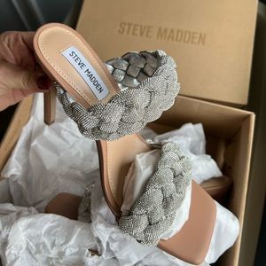 Kenley Rhinestone Embellished Braided Square Toe Stiletto Steve Madden